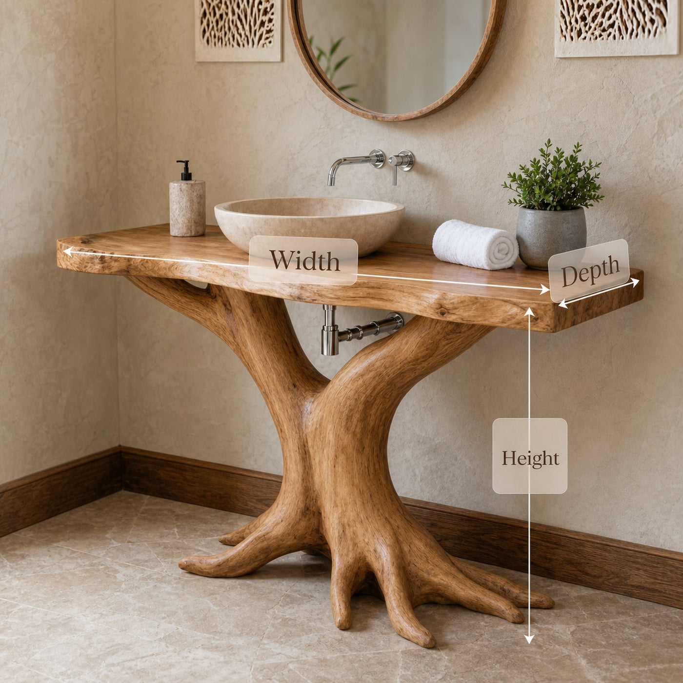 Farmhouse Live Edge Bathroom Vanity Handcrafted Wood For Spa Bathroom - product view 6