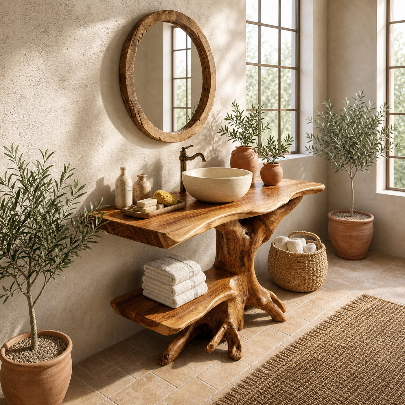 Farmhouse Live Edge Bathroom Vanity Rustic Solid Wood For Bathroom - product view 5