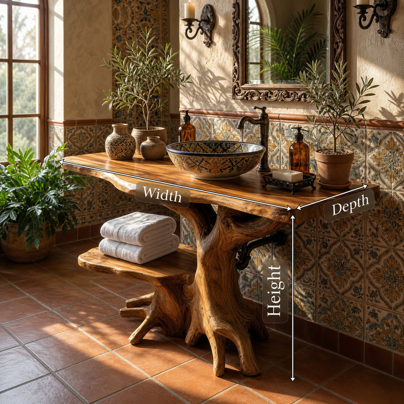 Farmhouse Live Edge Bathroom Vanity Rustic Solid Wood For Bathroom - product view 8