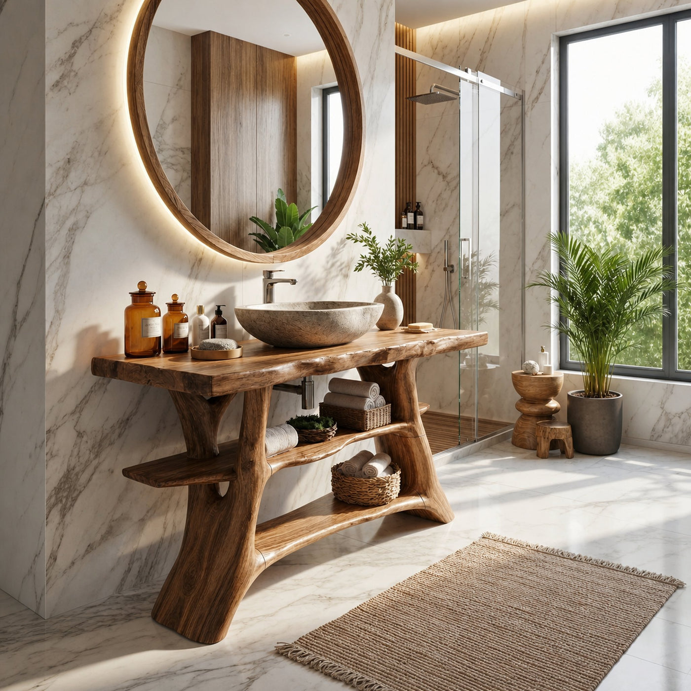 Farmhouse Live Edge Bathroom Vanity Solid Wood For Rustic Bathroom - product view 2