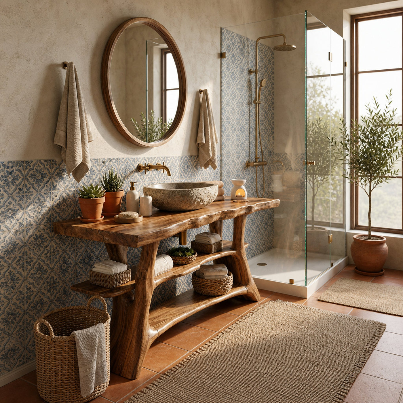 Farmhouse Live Edge Bathroom Vanity Solid Wood For Rustic Bathroom - product view 3