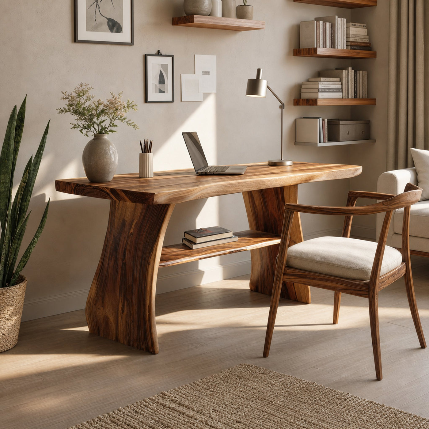 Farmhouse Live Edge Desk For Creative Studio And Office