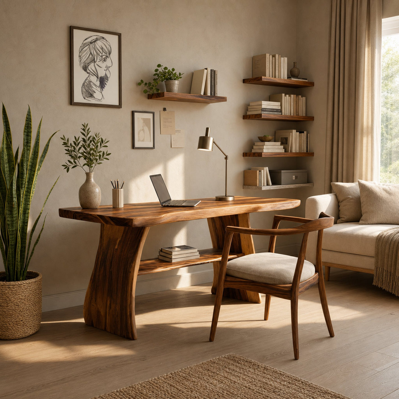 Farmhouse Live Edge Desk For Creative Studio And Office - product view 2