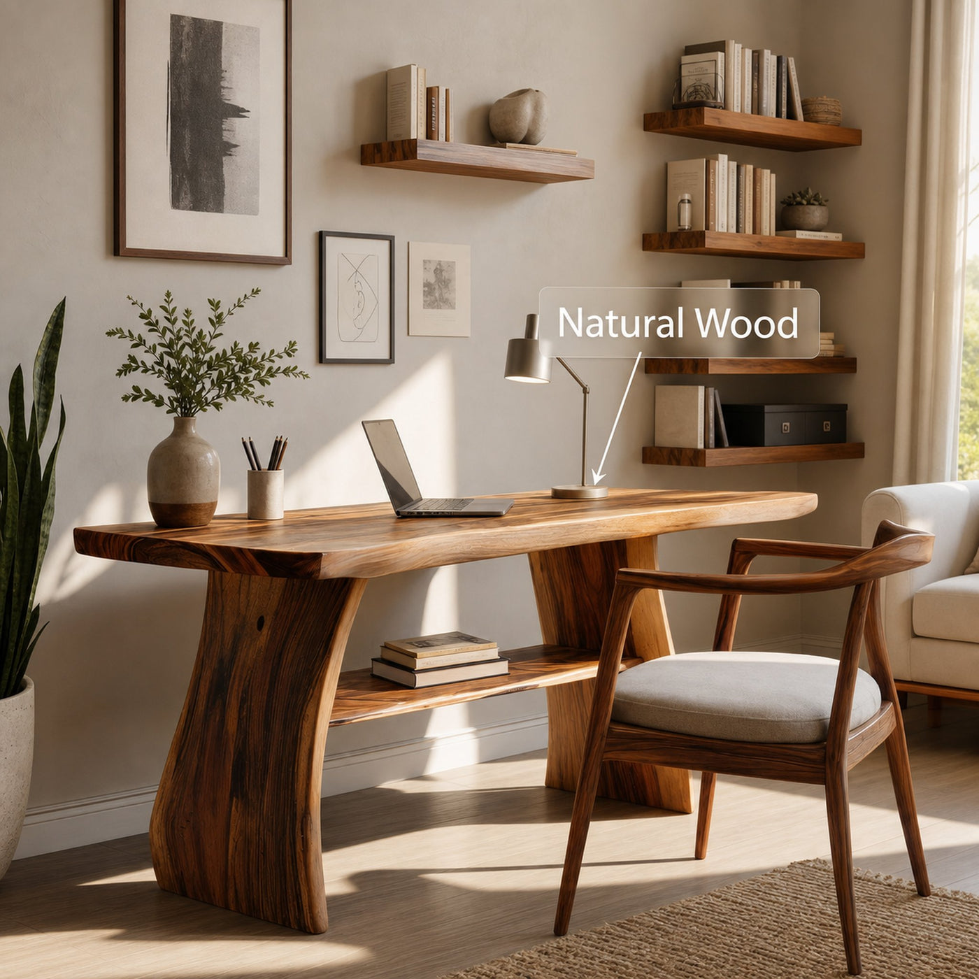 Farmhouse Live Edge Desk For Creative Studio And Office - product view 5