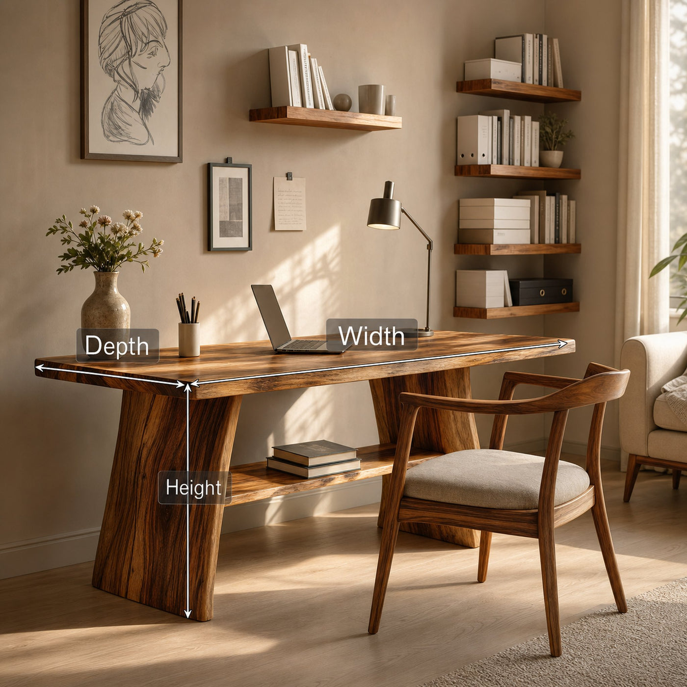 Farmhouse Live Edge Desk For Creative Studio And Office - product view 7