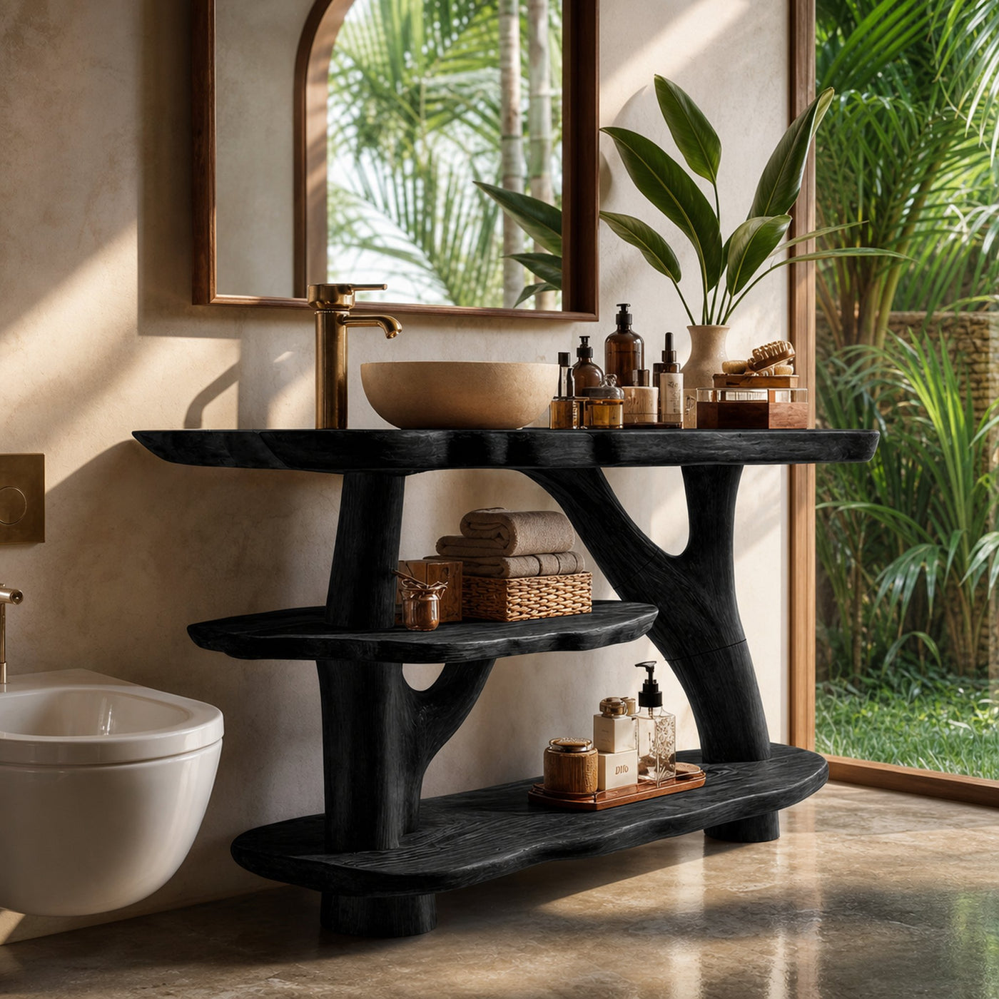 Farmhouse Live Edge Tree Trunk Vanity For Country Style Furniture Decor - product view 4