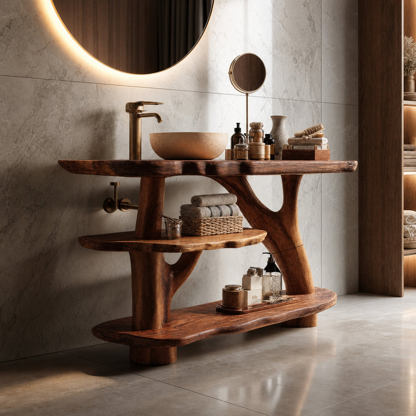 Farmhouse Live Edge Tree Trunk Vanity For Country Style Furniture Decor - product view 6
