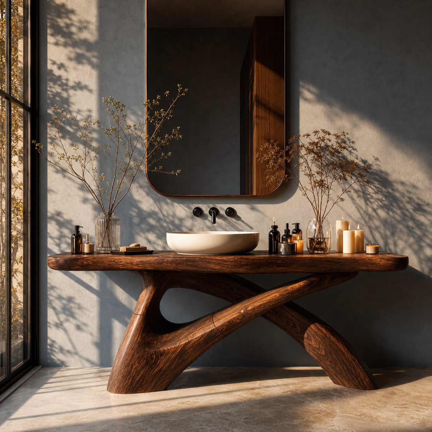 Farmhouse Live Edge Vanity For Cozy Bathroom