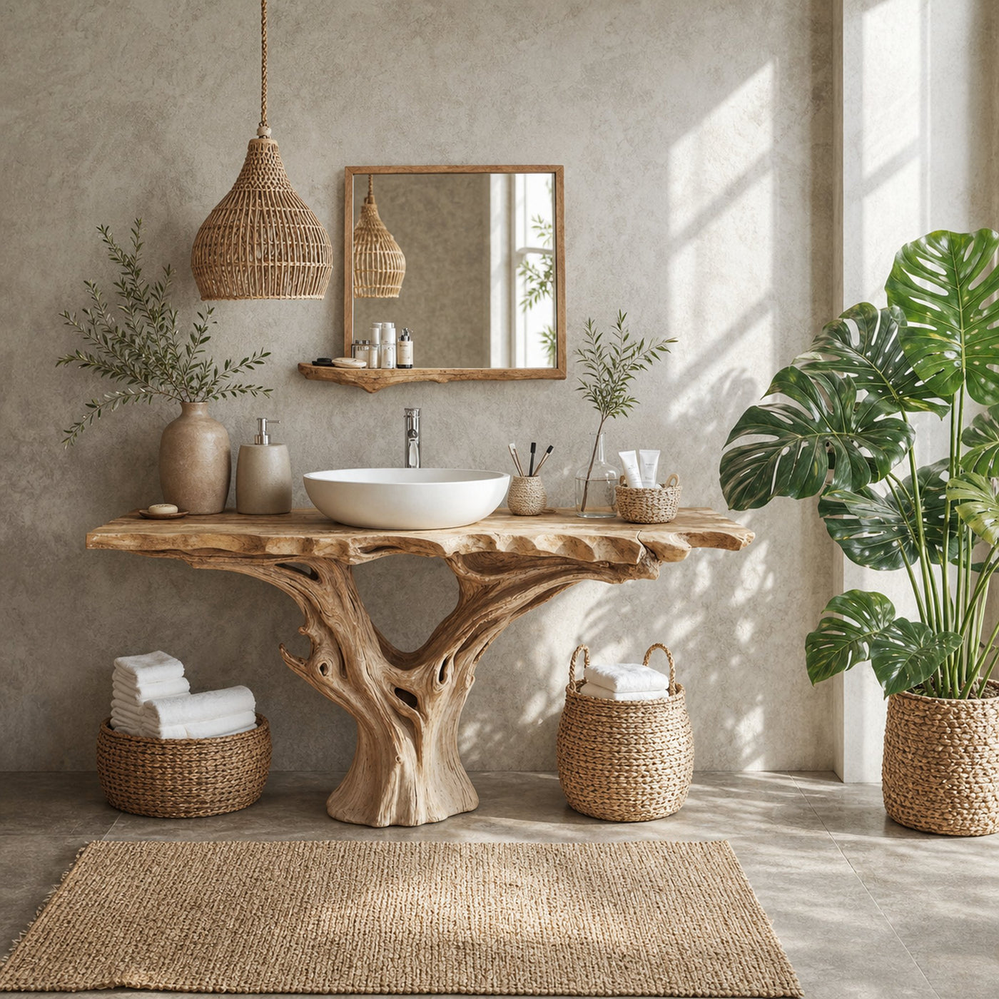 Farmhouse Natural Wood Bathroom Vanity For Relaxing Bathrooms - product view 2