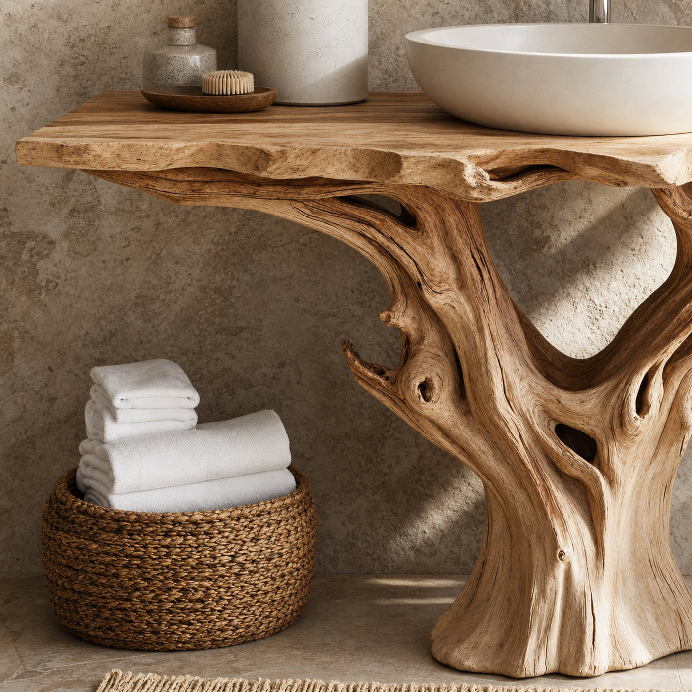 Farmhouse Natural Wood Bathroom Vanity For Relaxing Bathrooms - product view 3