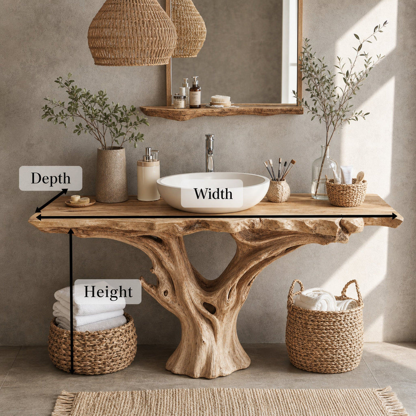 Farmhouse Natural Wood Bathroom Vanity For Relaxing Bathrooms - product view 5