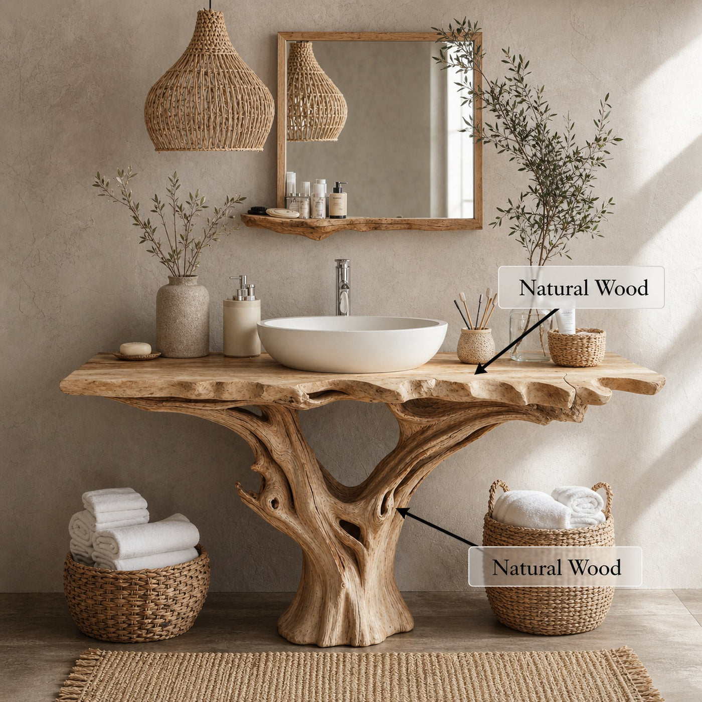 Farmhouse Natural Wood Bathroom Vanity For Relaxing Bathrooms - product view 6