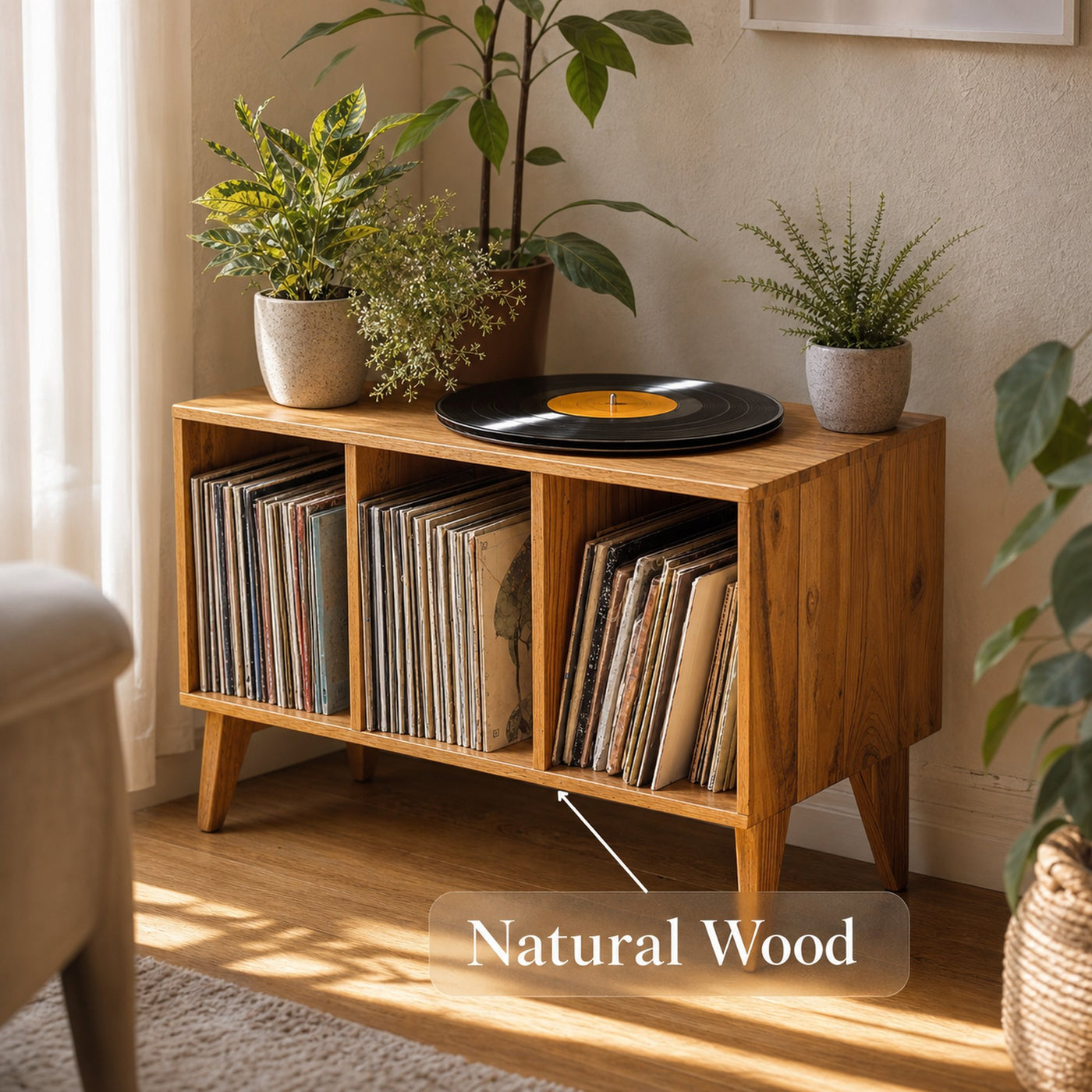 Farmhouse Record Stand For Vinyl Collection In Entryway Area - product view 5