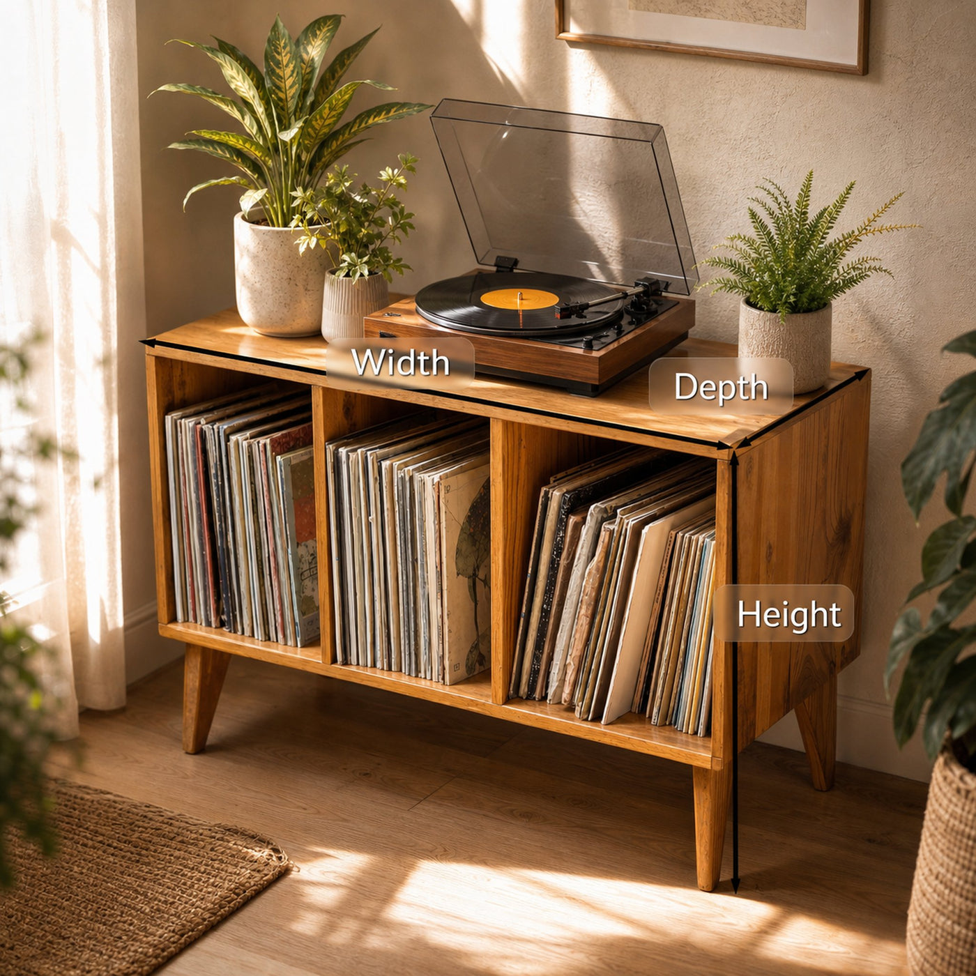 Farmhouse Record Stand For Vinyl Collection In Entryway Area - product view 6