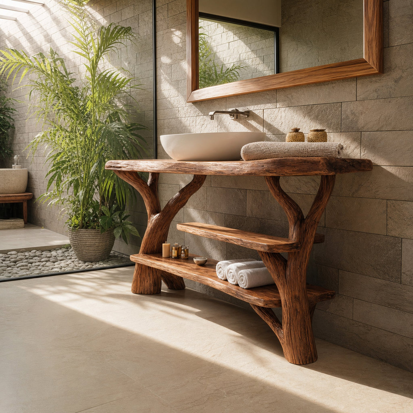 Farmhouse Rustic Solid Wood Vanity For Warm Bathroom Design - product view 2