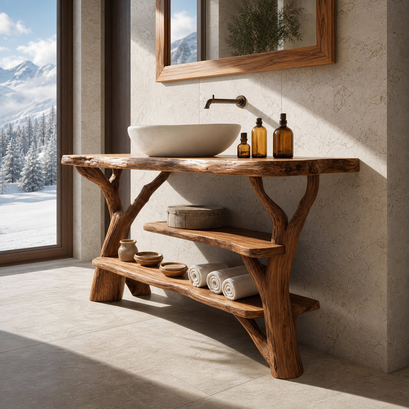 Farmhouse Rustic Solid Wood Vanity For Warm Bathroom Design - product view 3