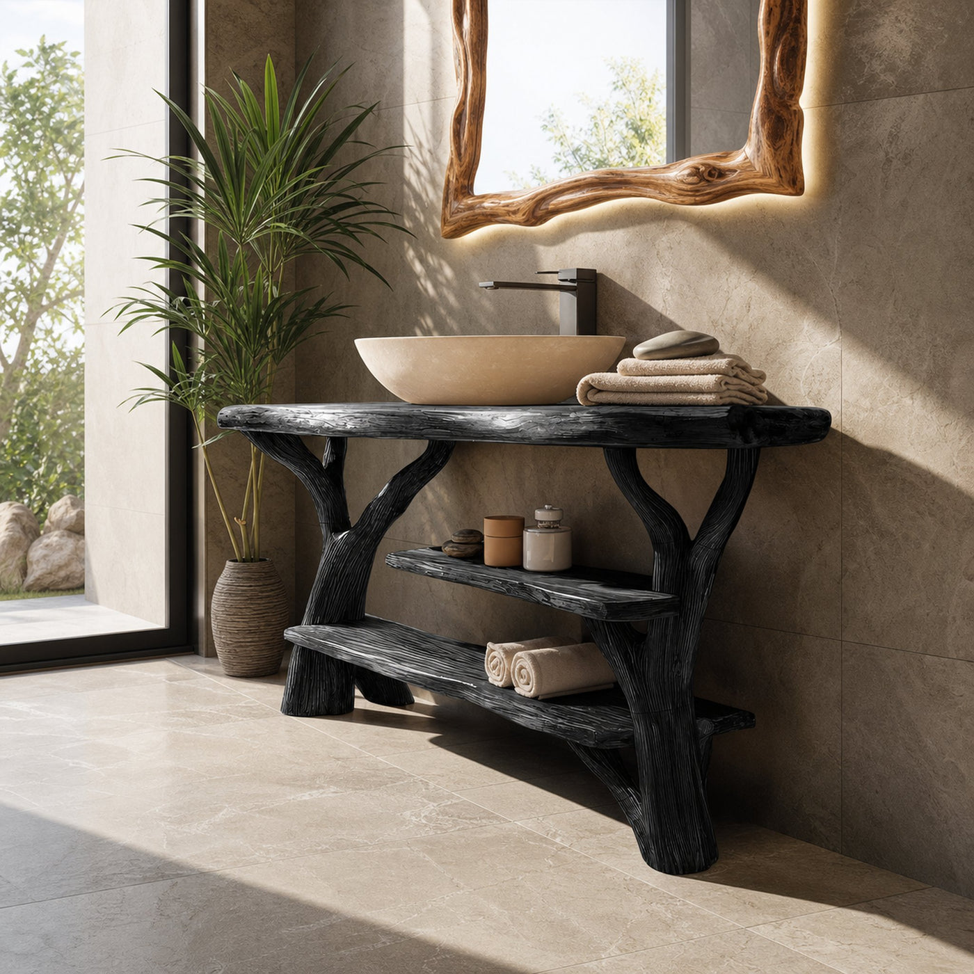 Farmhouse Rustic Solid Wood Vanity For Warm Bathroom Design - product view 4