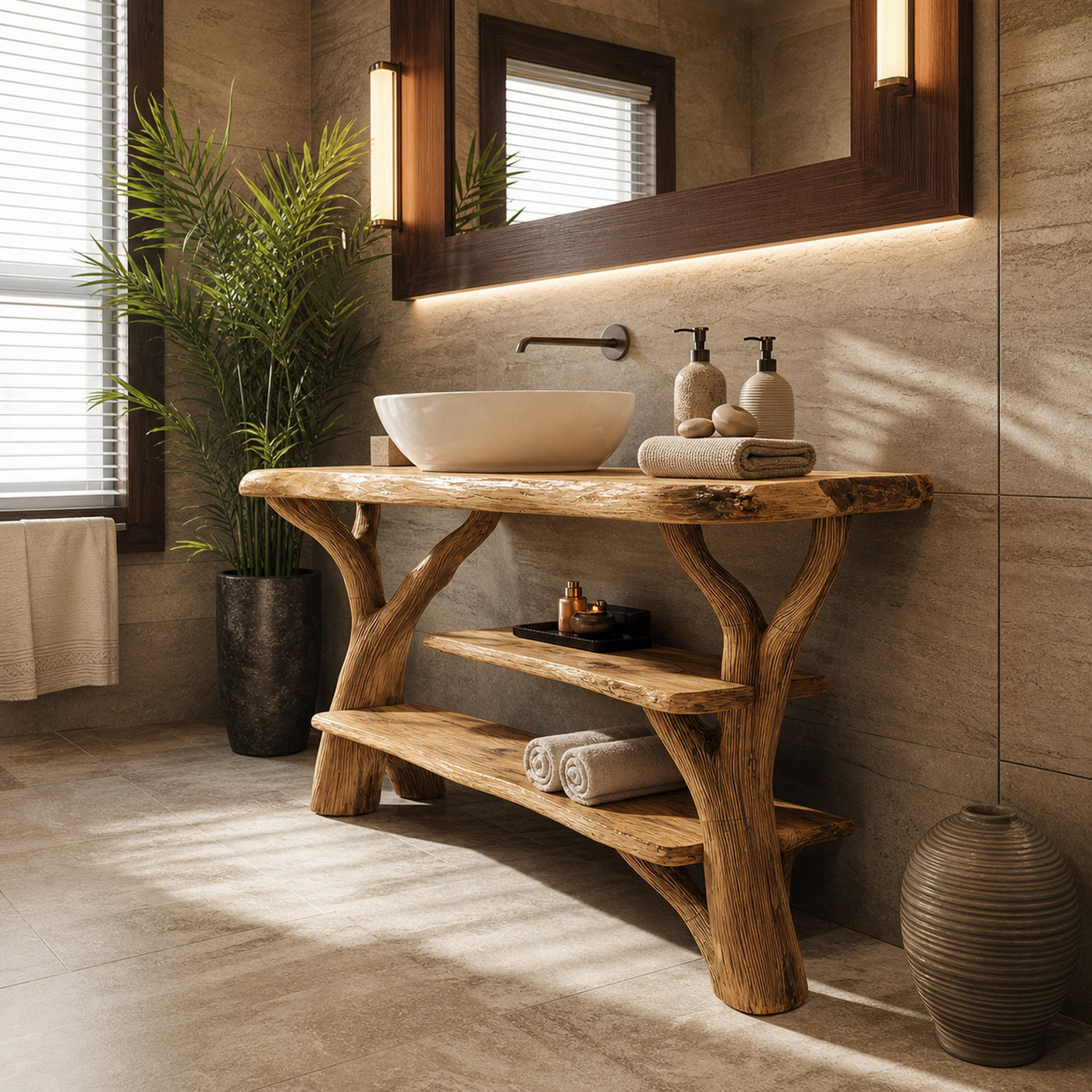Farmhouse Rustic Solid Wood Vanity For Warm Bathroom Design - product view 5