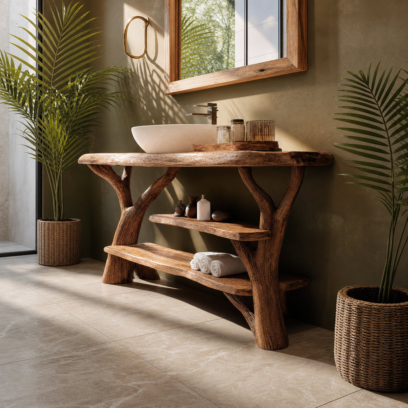 Farmhouse Rustic Solid Wood Vanity For Warm Bathroom Design - product view 6
