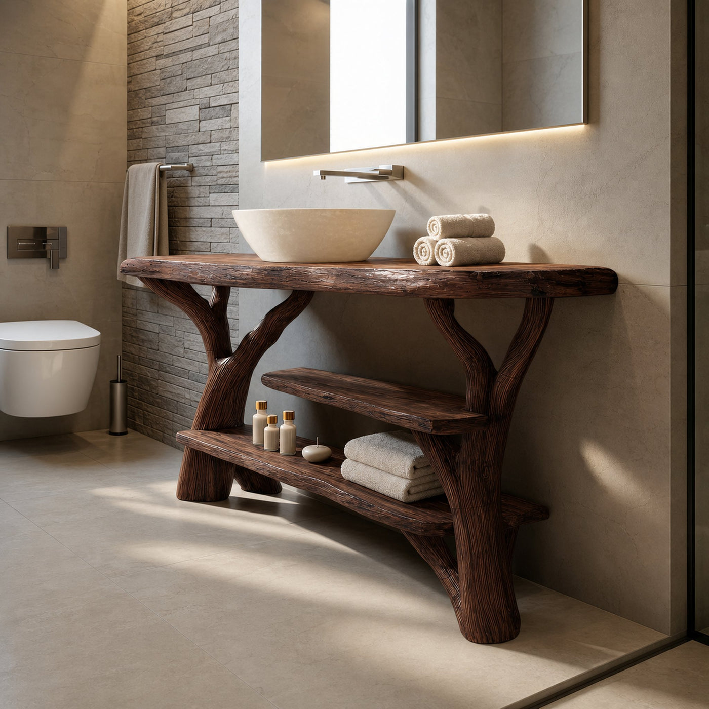 Farmhouse Rustic Solid Wood Vanity For Warm Bathroom Design - product view 7