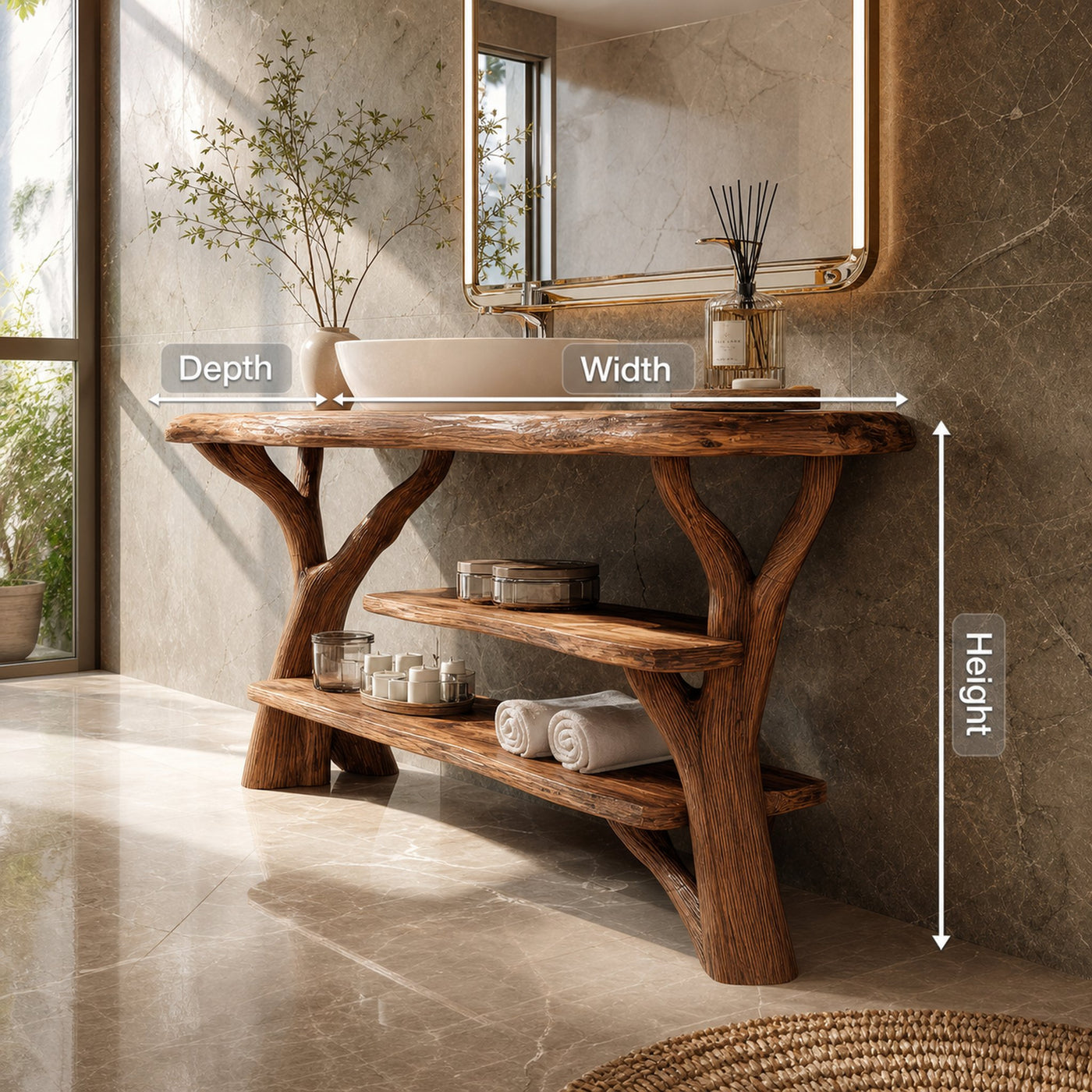 Farmhouse Rustic Solid Wood Vanity For Warm Bathroom Design - product view 8