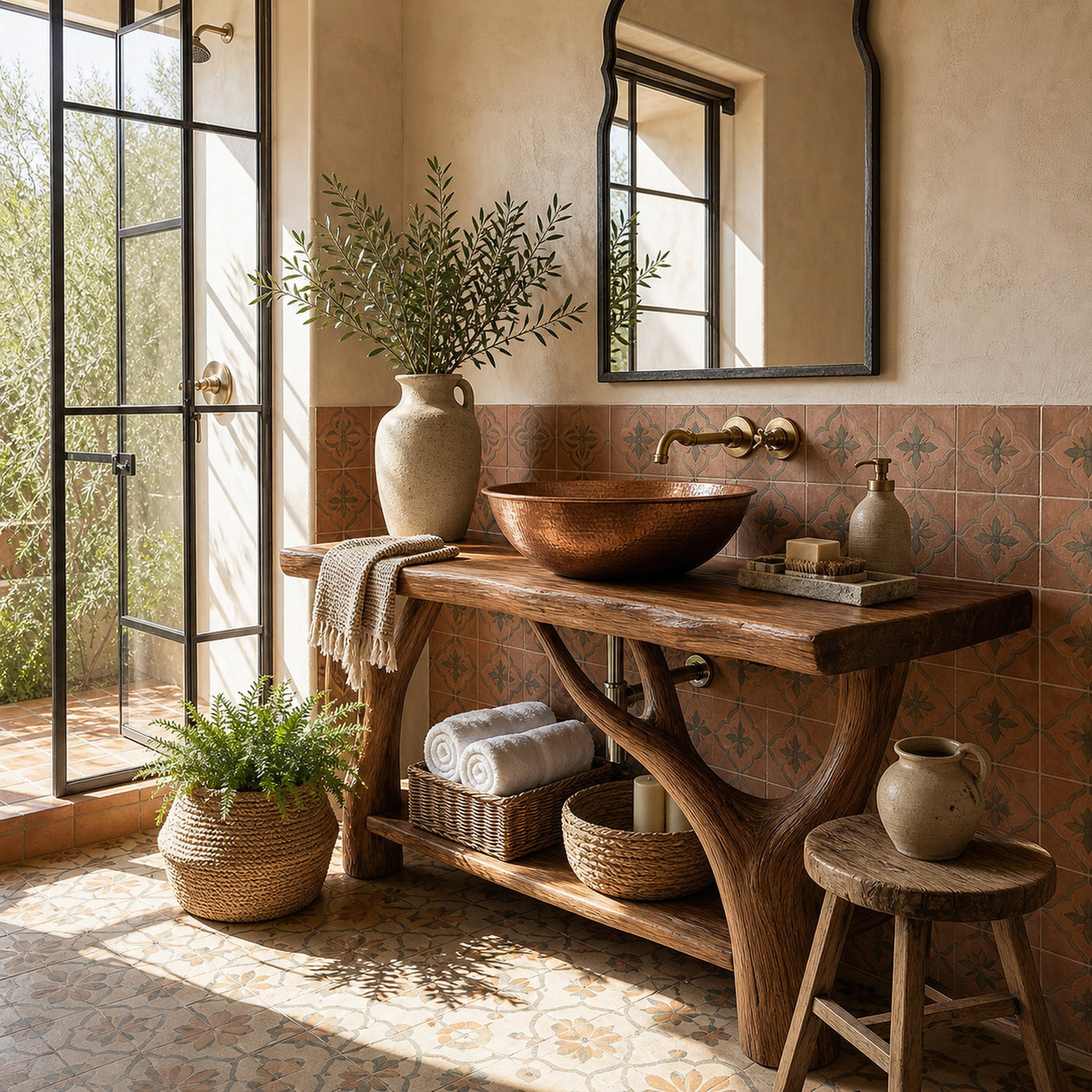 Farmhouse Solid Wood Bathroom Vanity Organic Live Edge For Home Bath - product view 4
