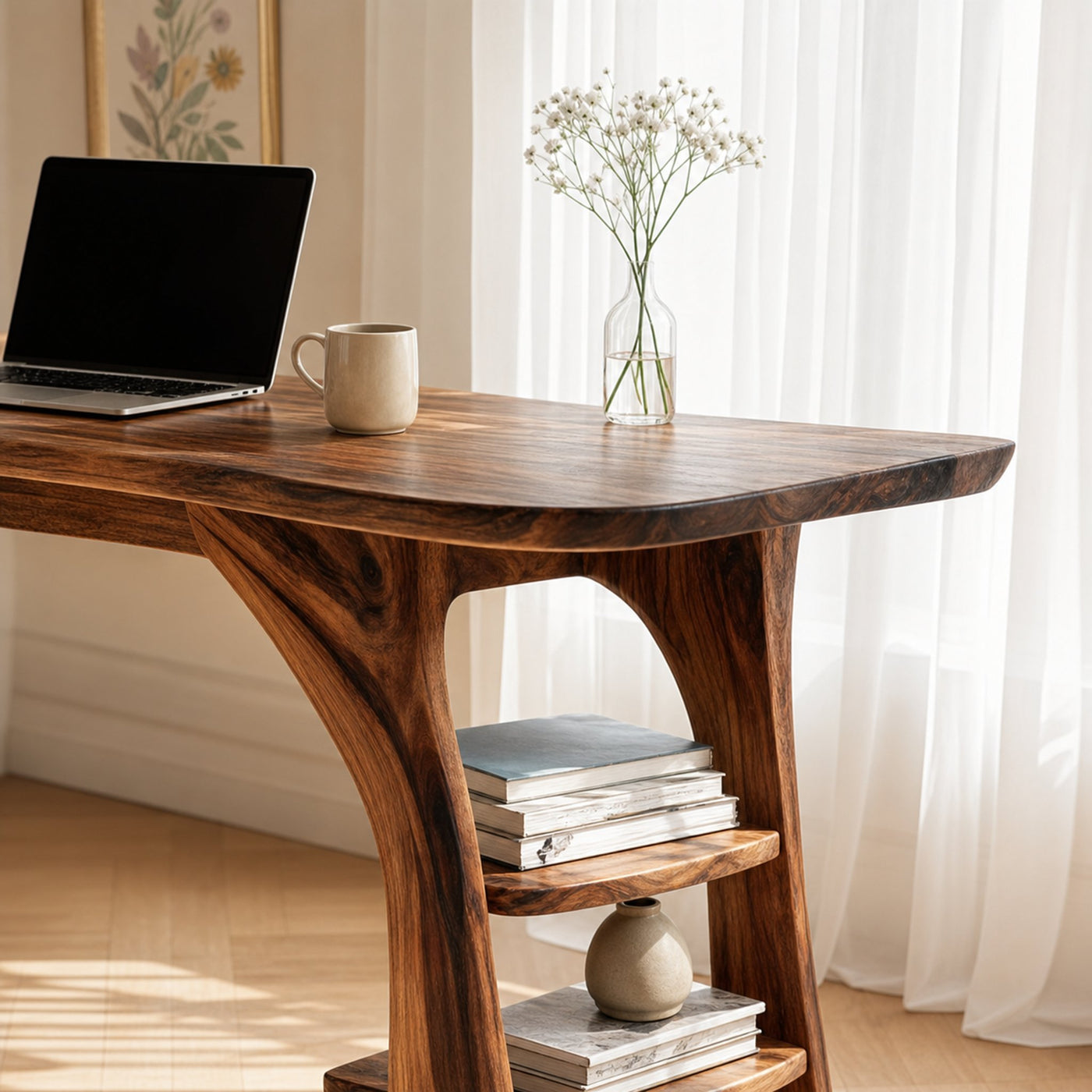 Farmhouse Solid Wood Desk For Bedroom Or Creative Workspace - product view 4