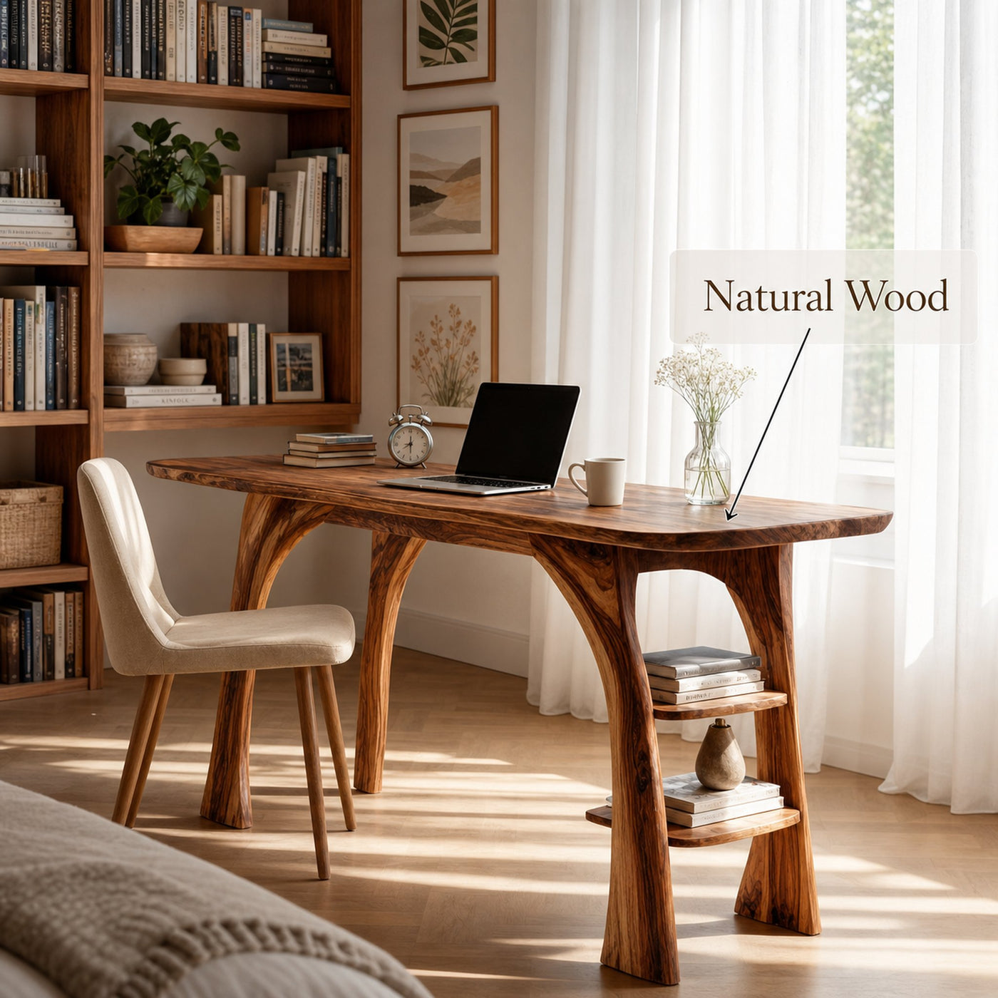 Farmhouse Solid Wood Desk For Bedroom Or Creative Workspace - product view 5