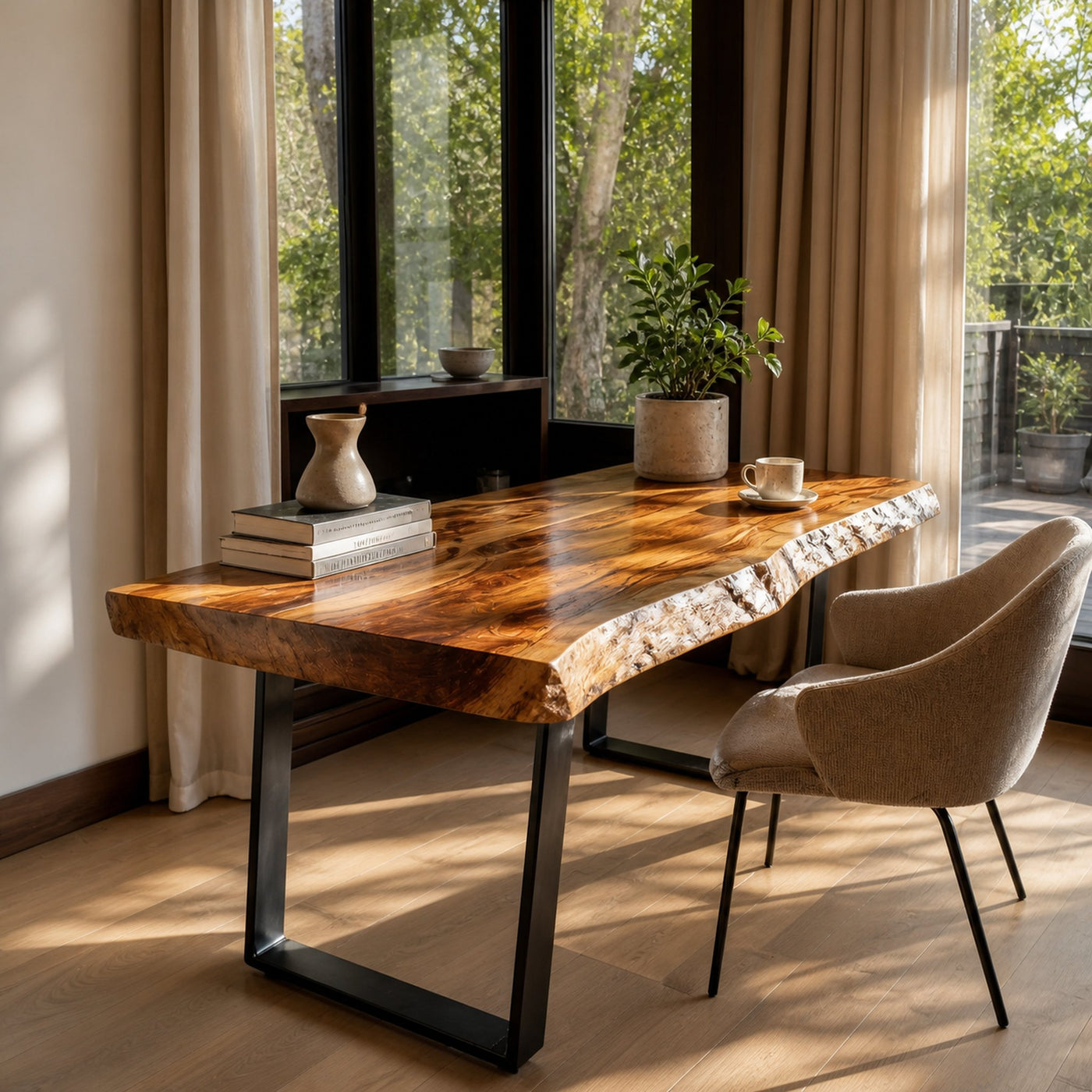 Farmhouse Solid Wood Live Edge Desk For Interior Decor - product view 3