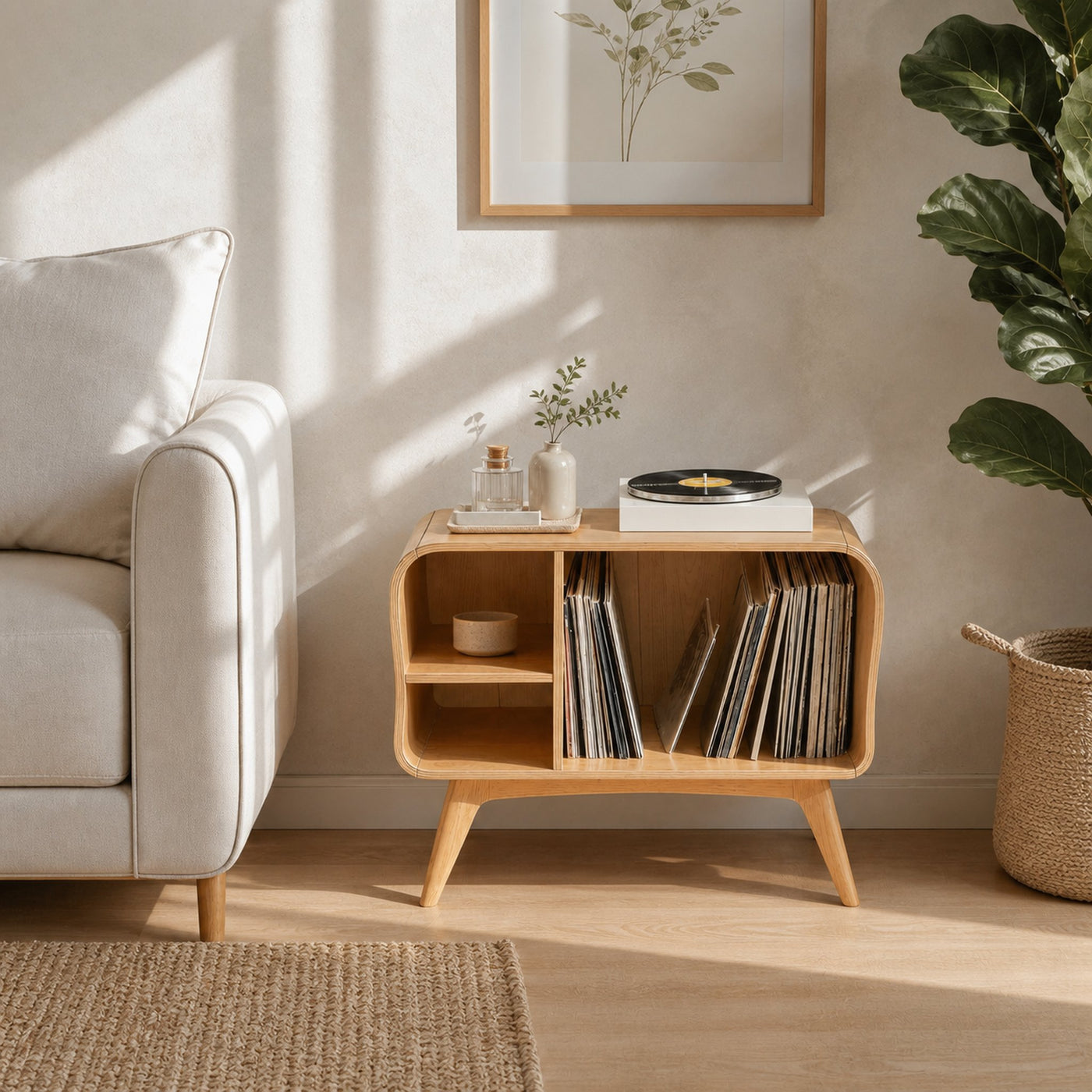 Farmhouse Solid Wood Record Stand For Bedroom Organization - product view 2