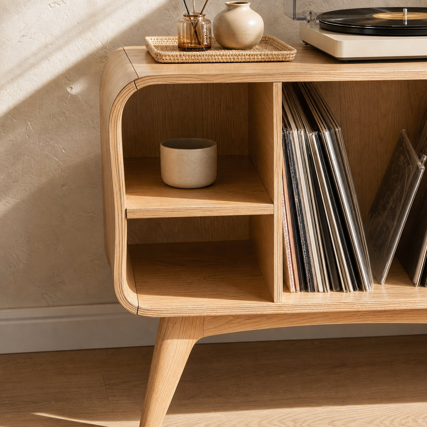 Farmhouse Solid Wood Record Stand For Bedroom Organization - product view 3
