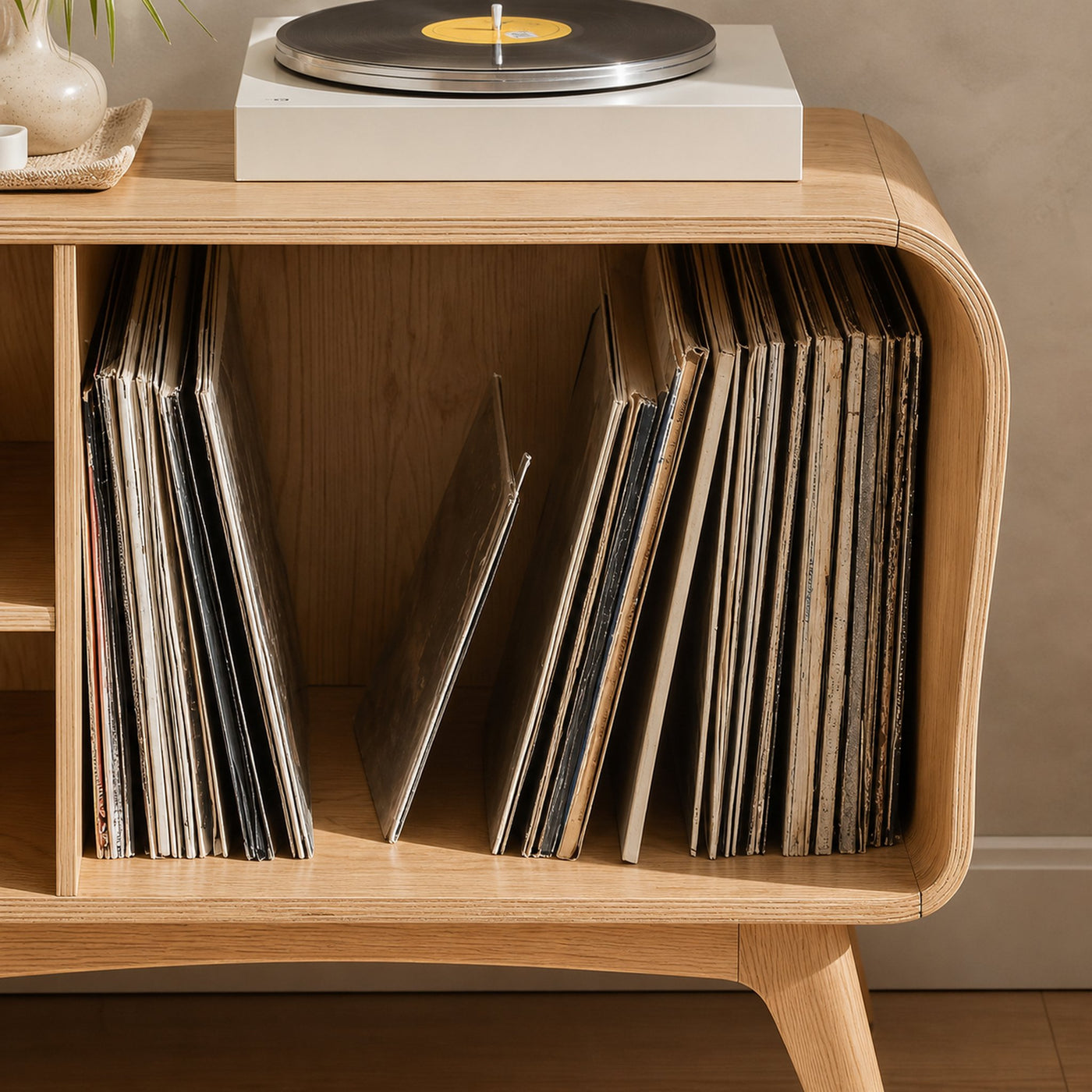 Farmhouse Solid Wood Record Stand For Bedroom Organization - product view 4
