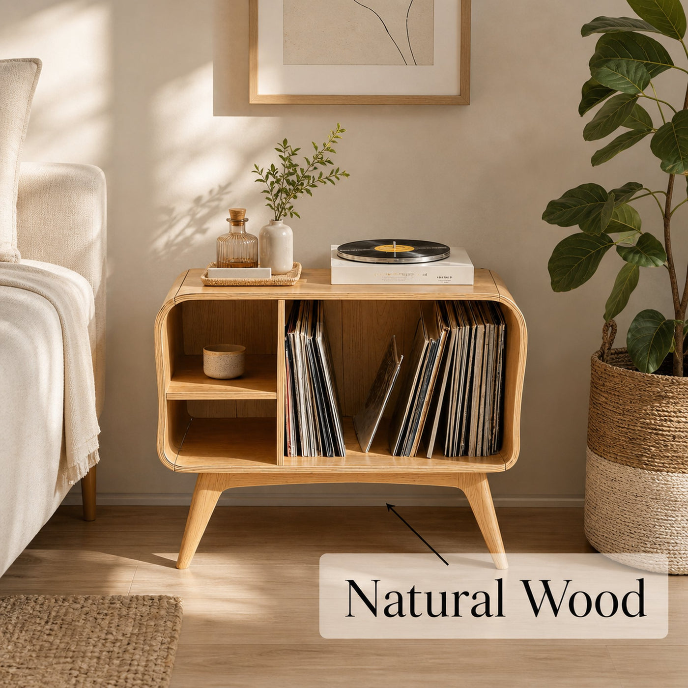 Farmhouse Solid Wood Record Stand For Bedroom Organization - product view 5