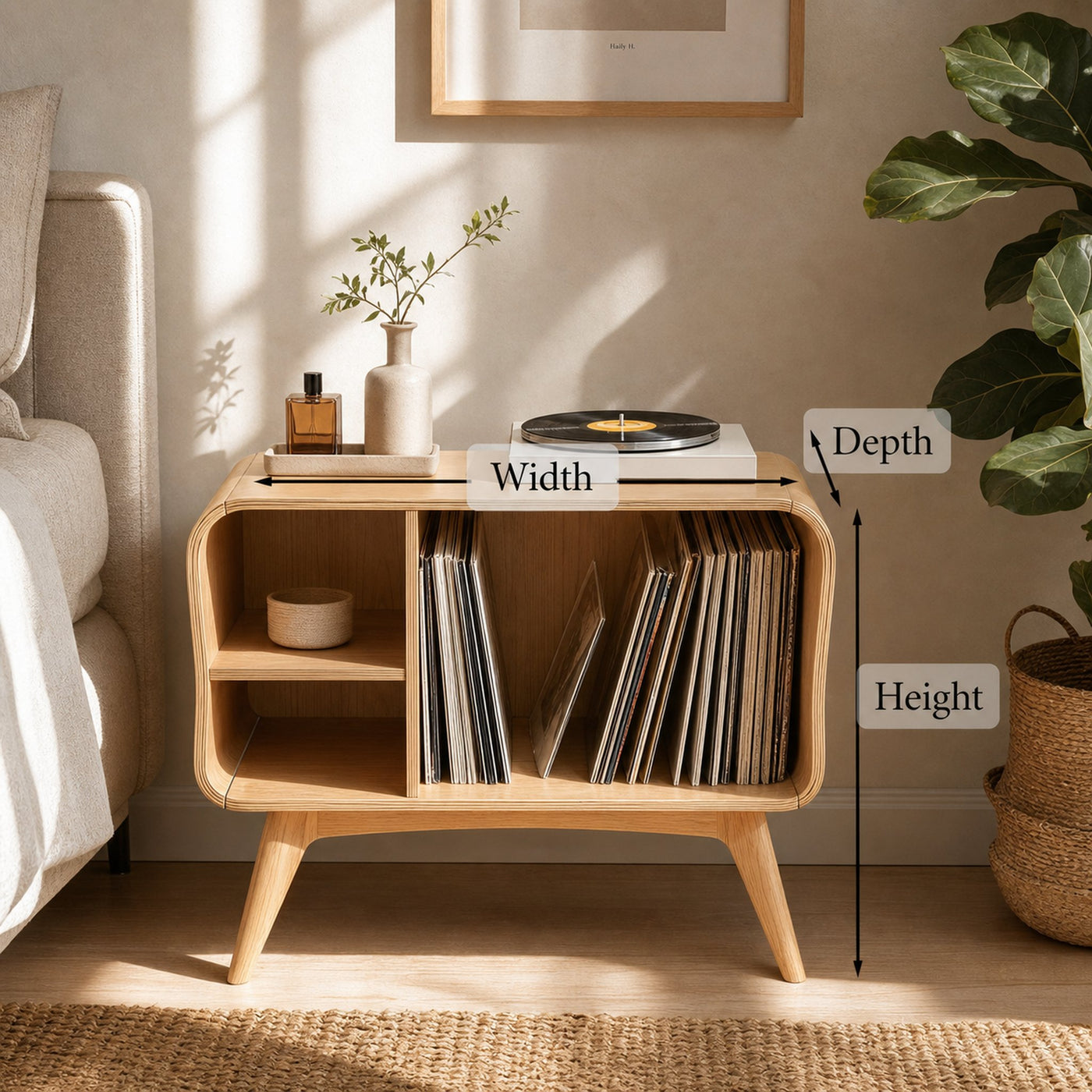 Farmhouse Solid Wood Record Stand For Bedroom Organization - product view 6