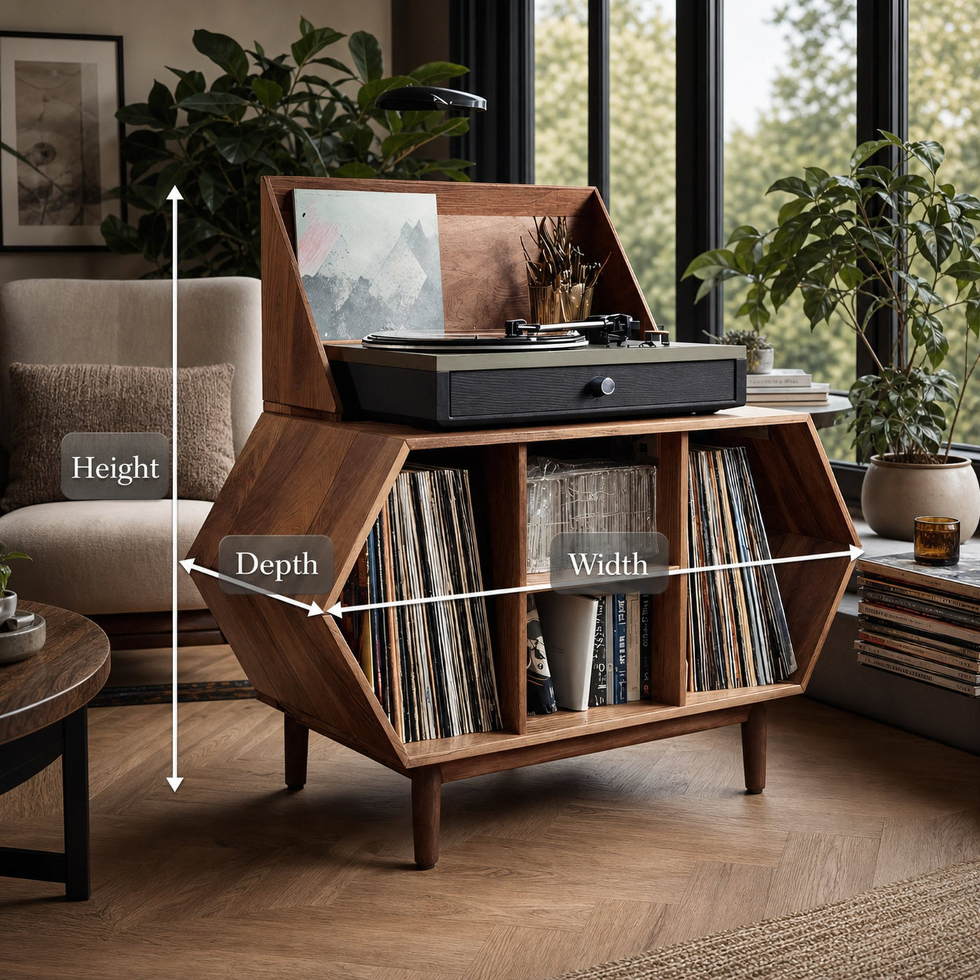Farmhouse Solid Wood Record Stand For Entryway Furniture Decor - product view 8
