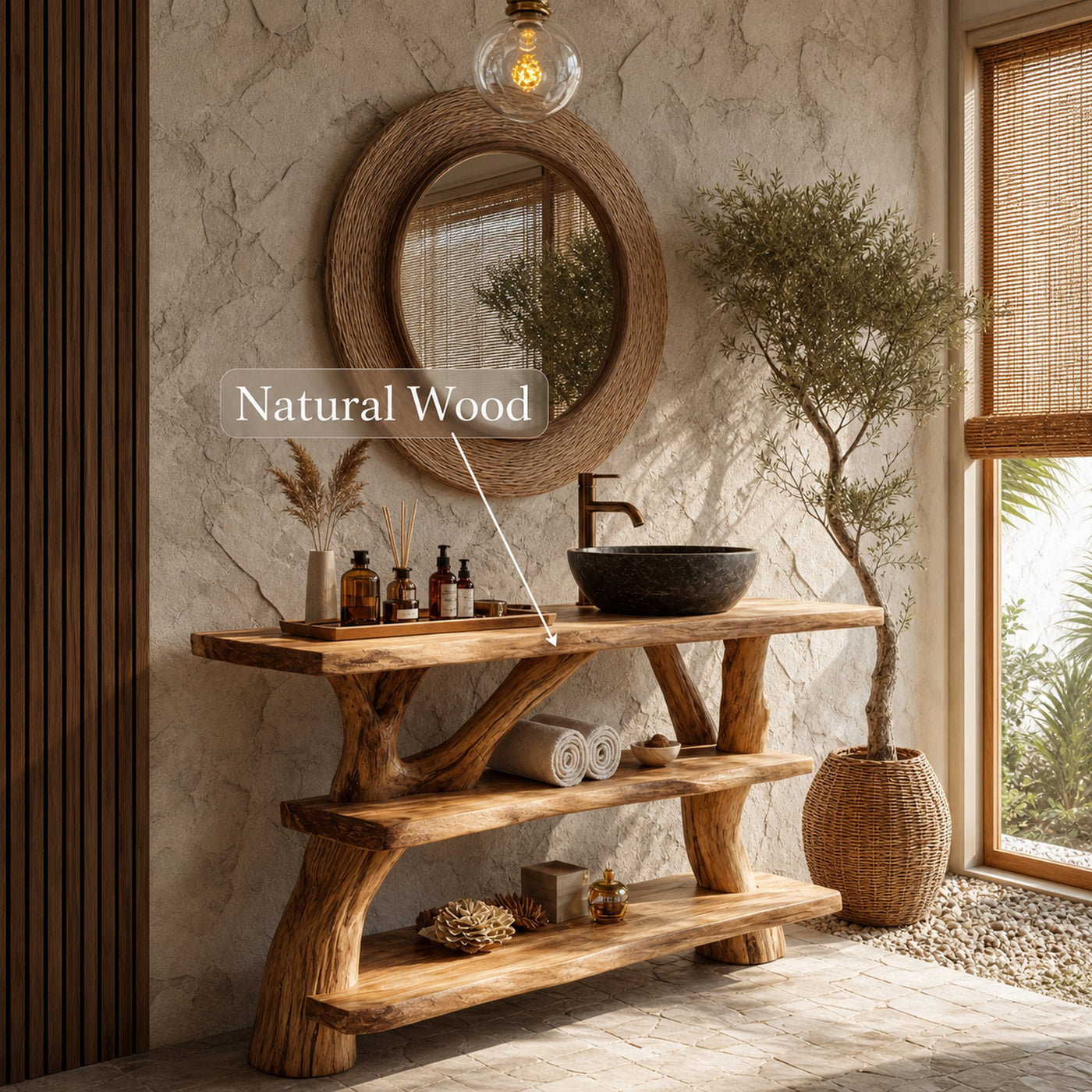 Farmhouse Solid Wood Vanity For Cozy Bathroom Furniture Decor - product view 5