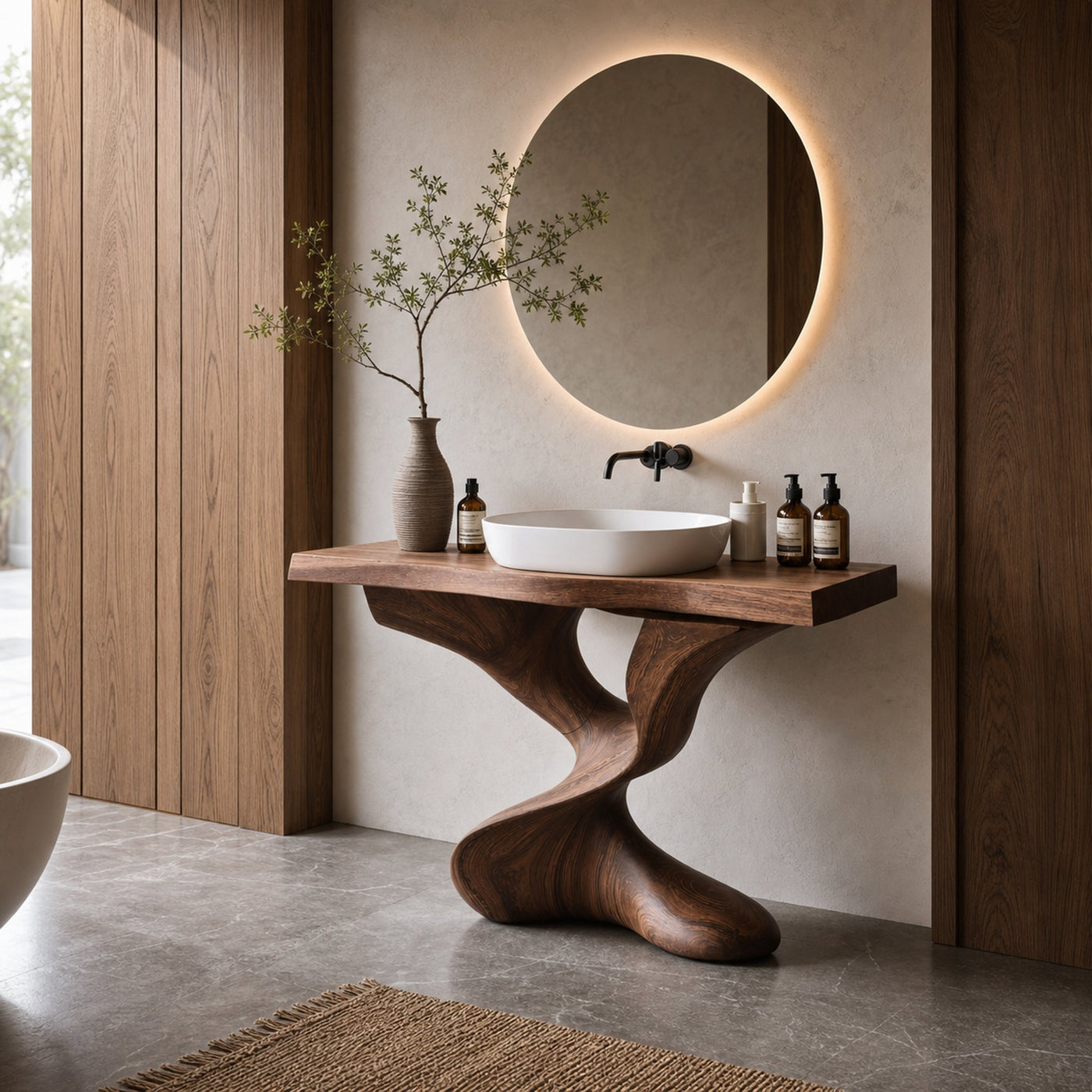 Farmhouse Solid Wood Vanity For Natural Bathroom