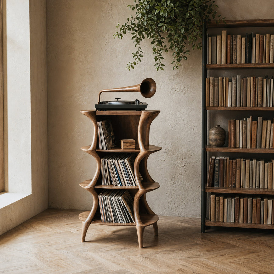 Farmhouse Style Record Stand For Entryway Design