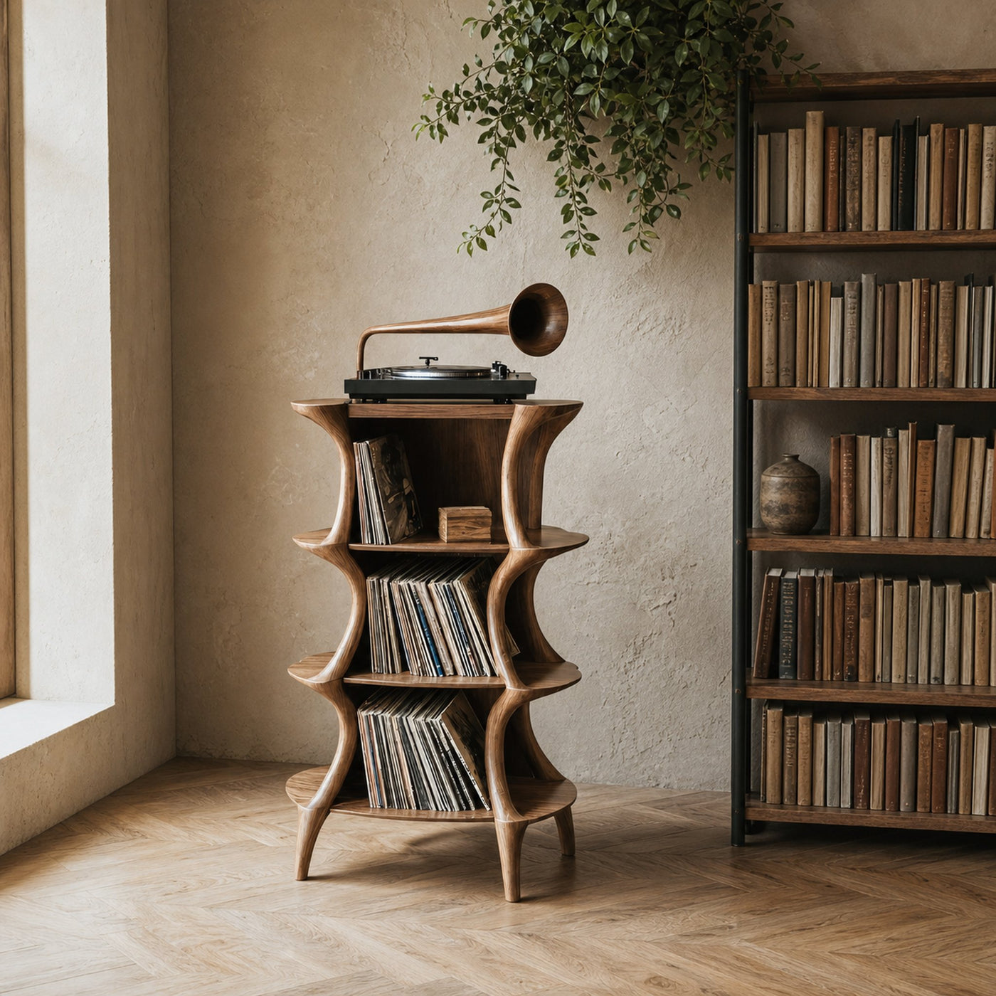 Farmhouse Style Record Stand For Entryway Design