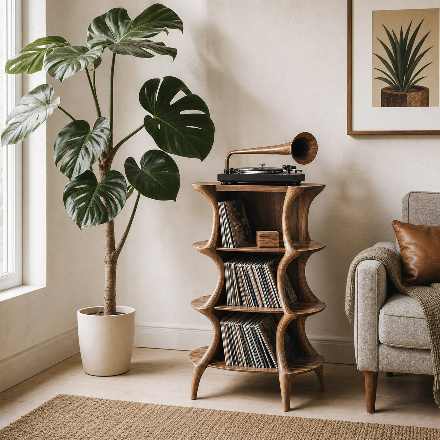 Farmhouse Style Record Stand For Entryway Design - product view 2