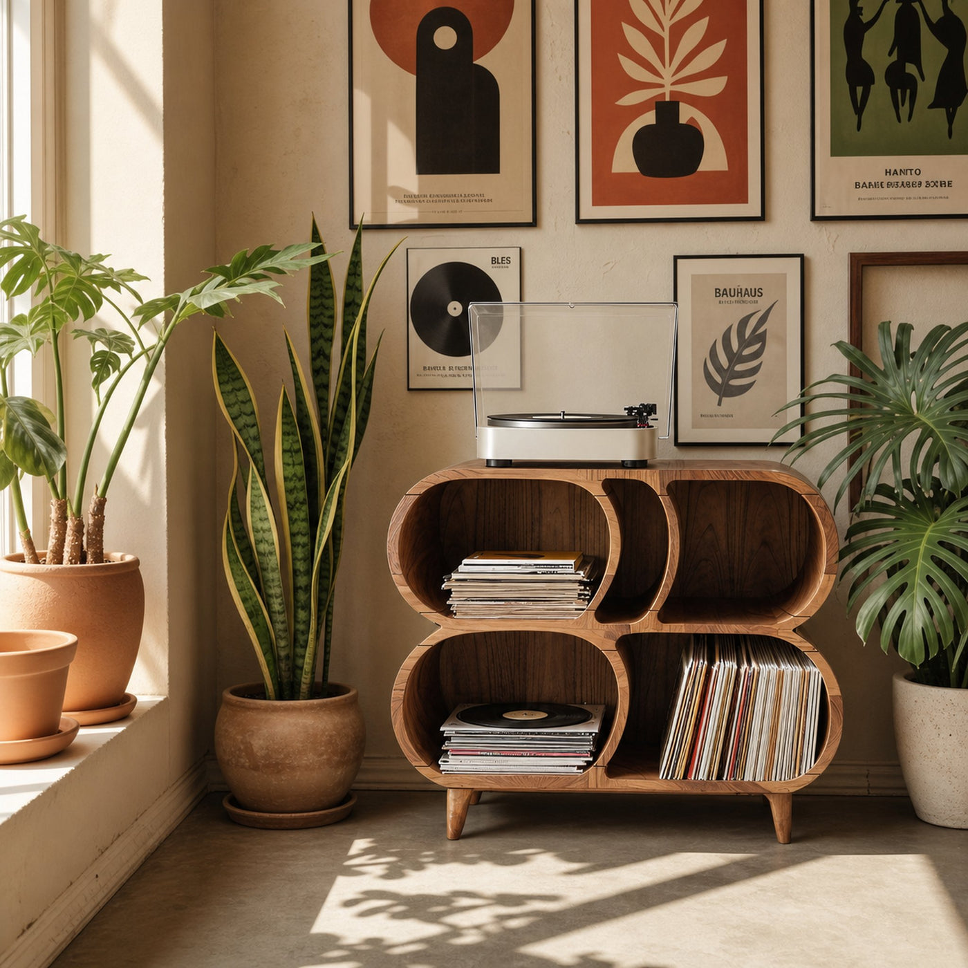 Farmhouse Wood Record Player Stand For Furniture Decor - product view 2