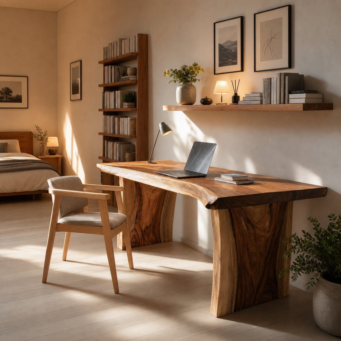 Farmhouse Wooden Desk For Home Workspace And Decor - product view 2