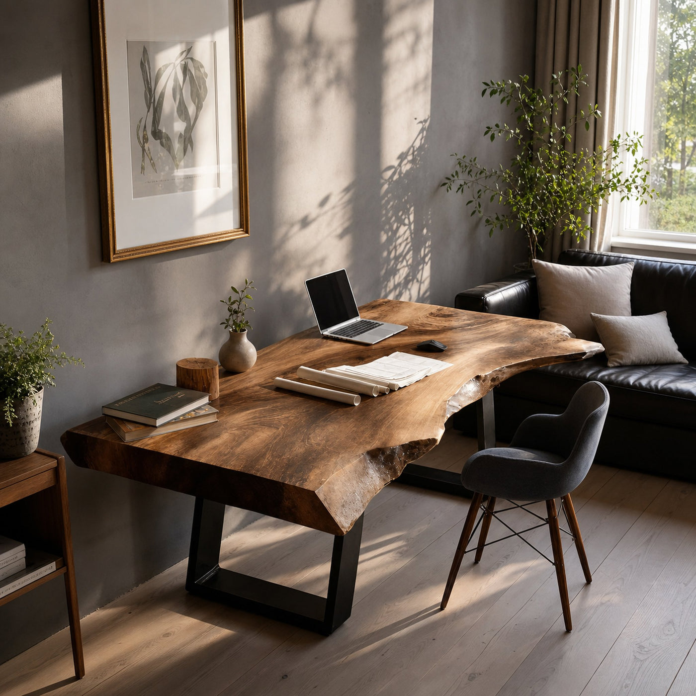 Farmhouse Wooden Live Edge Desk For Bedroom Decor - product view 2