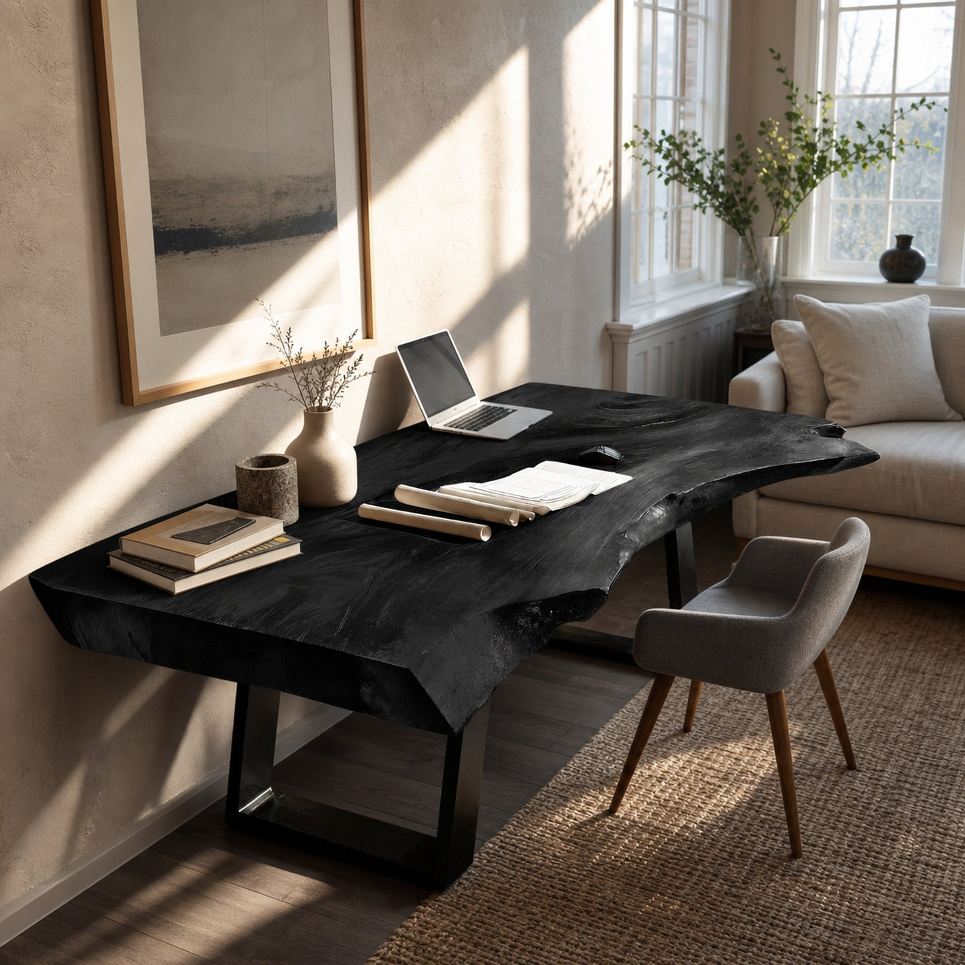 Farmhouse Wooden Live Edge Desk For Bedroom Decor - product view 4