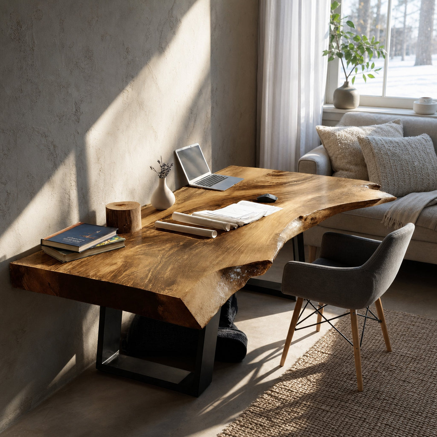 Farmhouse Wooden Live Edge Desk For Bedroom Decor - product view 5