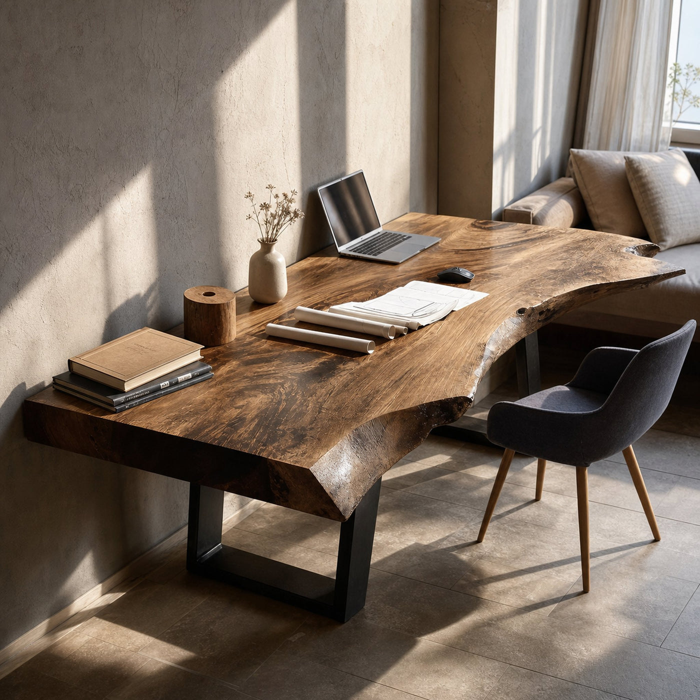 Farmhouse Wooden Live Edge Desk For Bedroom Decor - product view 6