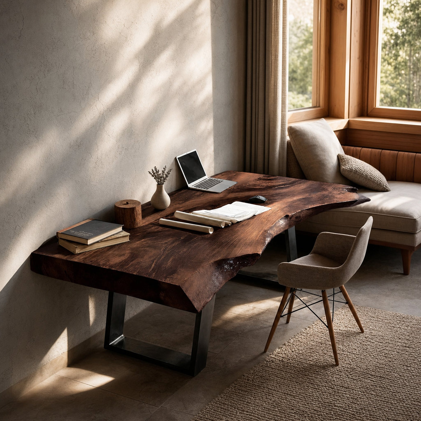 Farmhouse Wooden Live Edge Desk For Bedroom Decor - product view 7