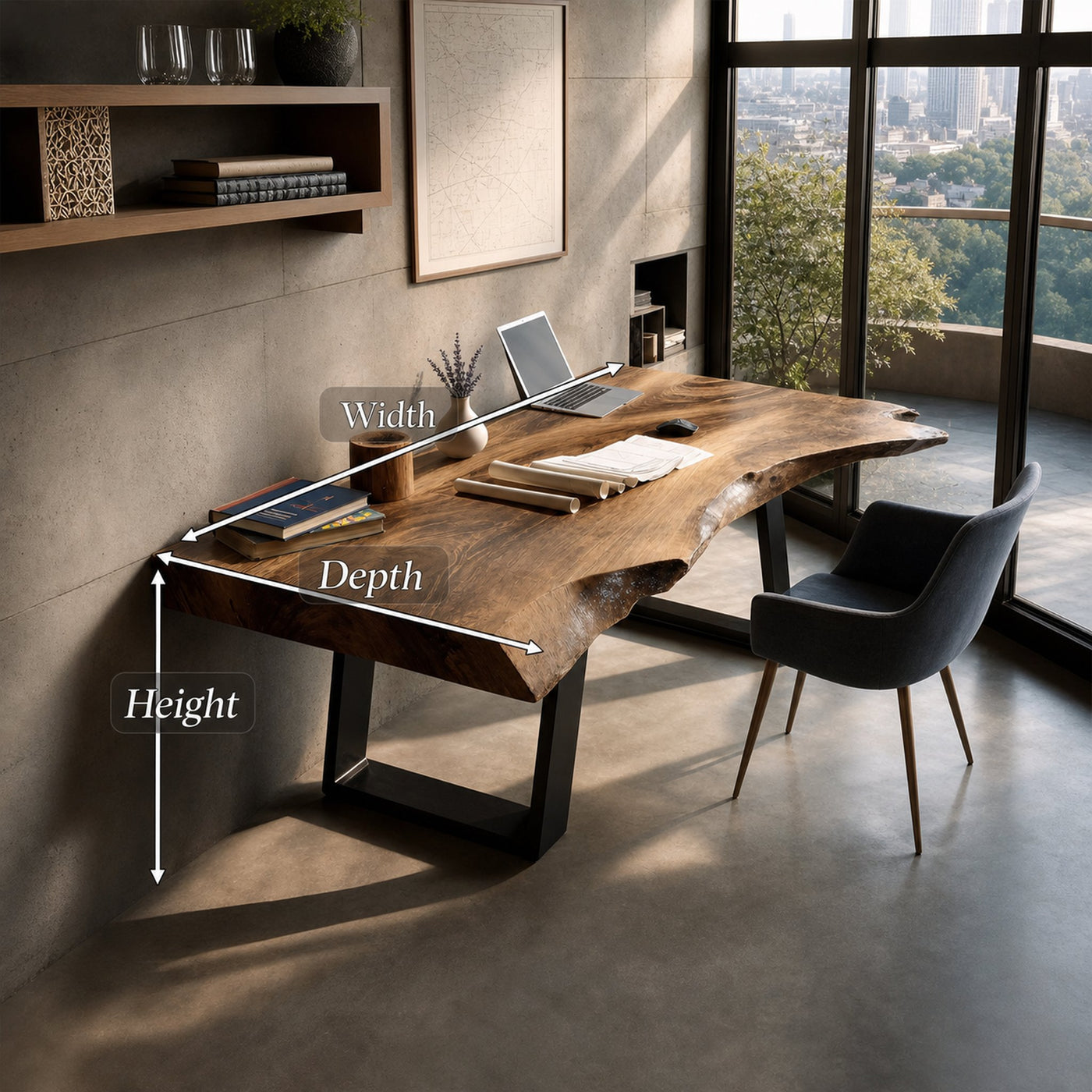 Farmhouse Wooden Live Edge Desk For Bedroom Decor - product view 8