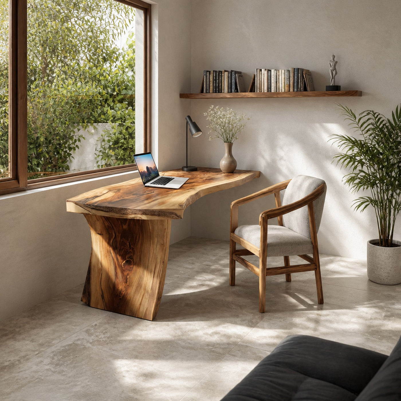 Farmhouse Wooden Live Edge Desk For Office And Study Room - product view 2
