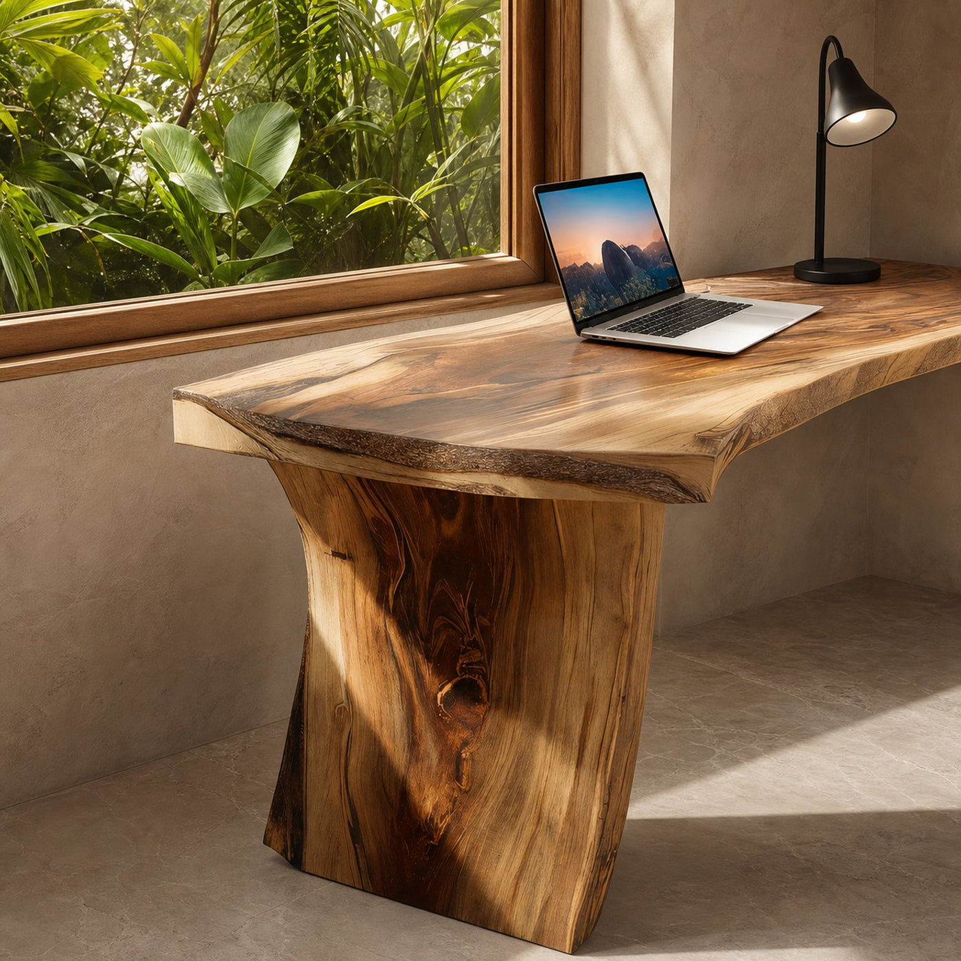Farmhouse Wooden Live Edge Desk For Office And Study Room - product view 3
